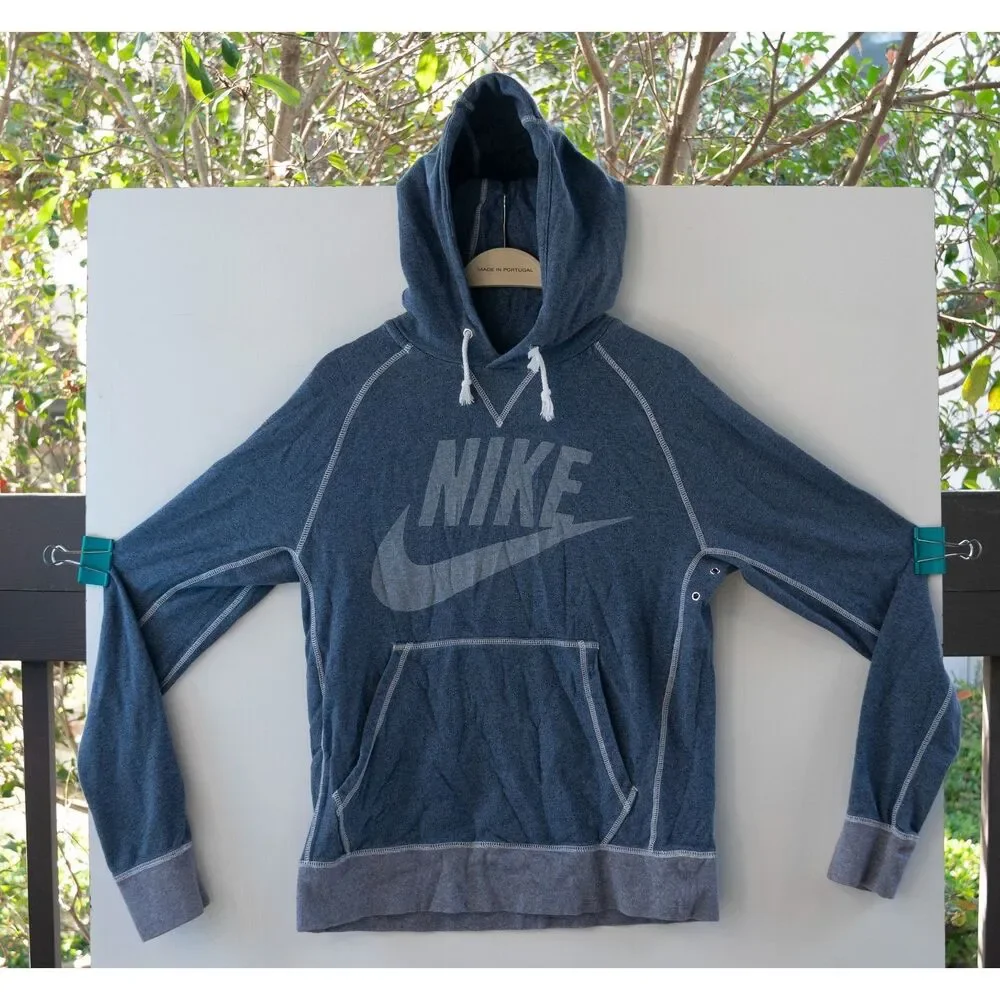 Vintage Y2K Nike Men's Hoodie Sweatshirt‎ Pullover Blue White 452487 420 Size M